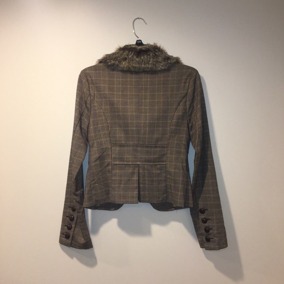 Refuge Faux Fur Plaid Blazer - Picture 2 of 5